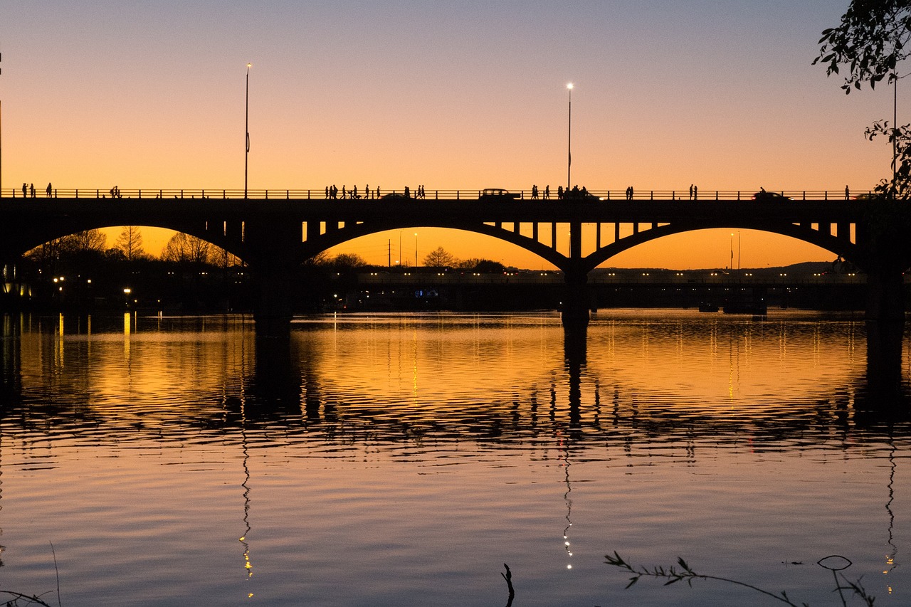 The Congress Bridge in Austin, Texas. Home to bats!